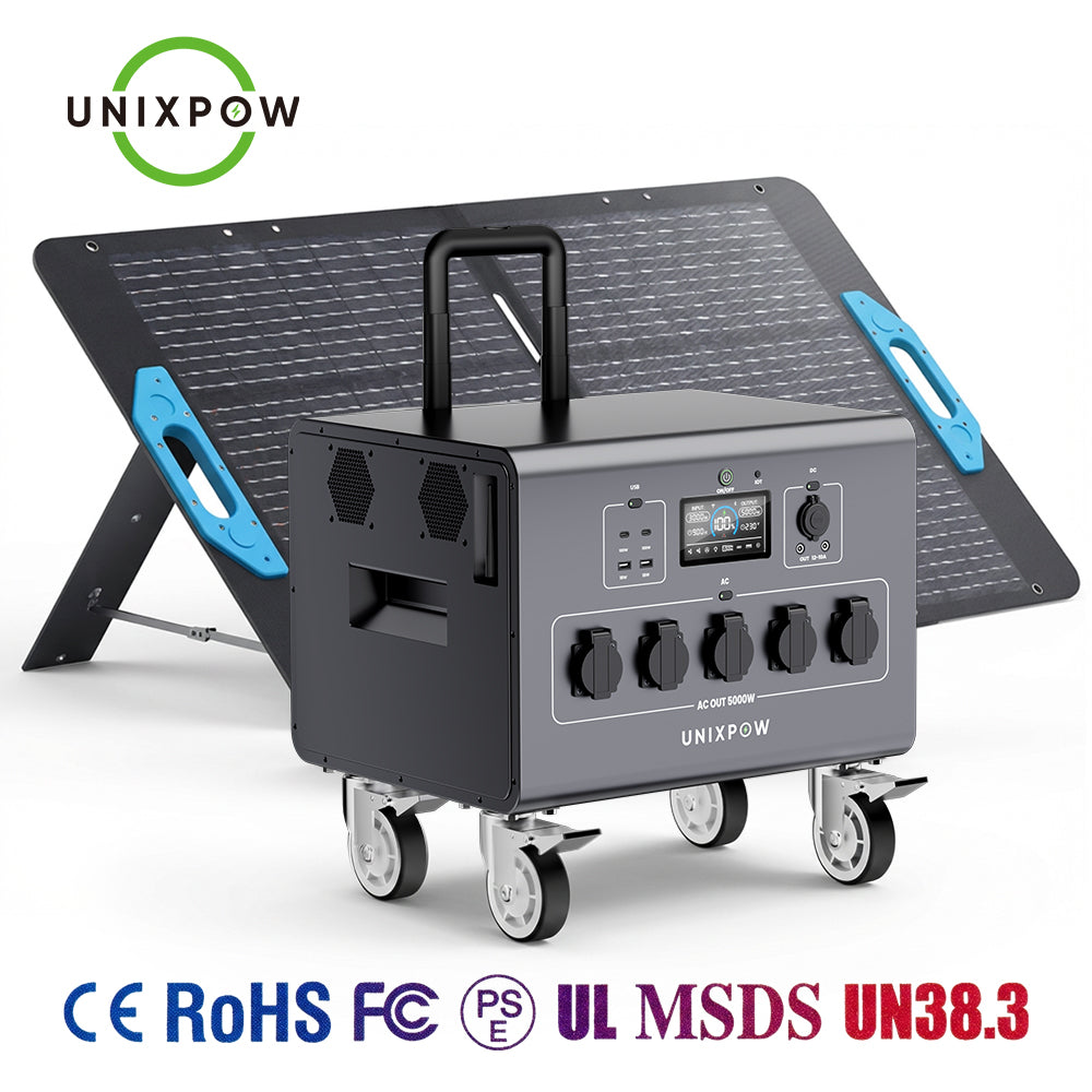 UNIX DPS-5000 5000W Portable Power Station with LiFePO4 Battery and UPS Function 5000Wh Solar Generator for Home Backup Emergency Power