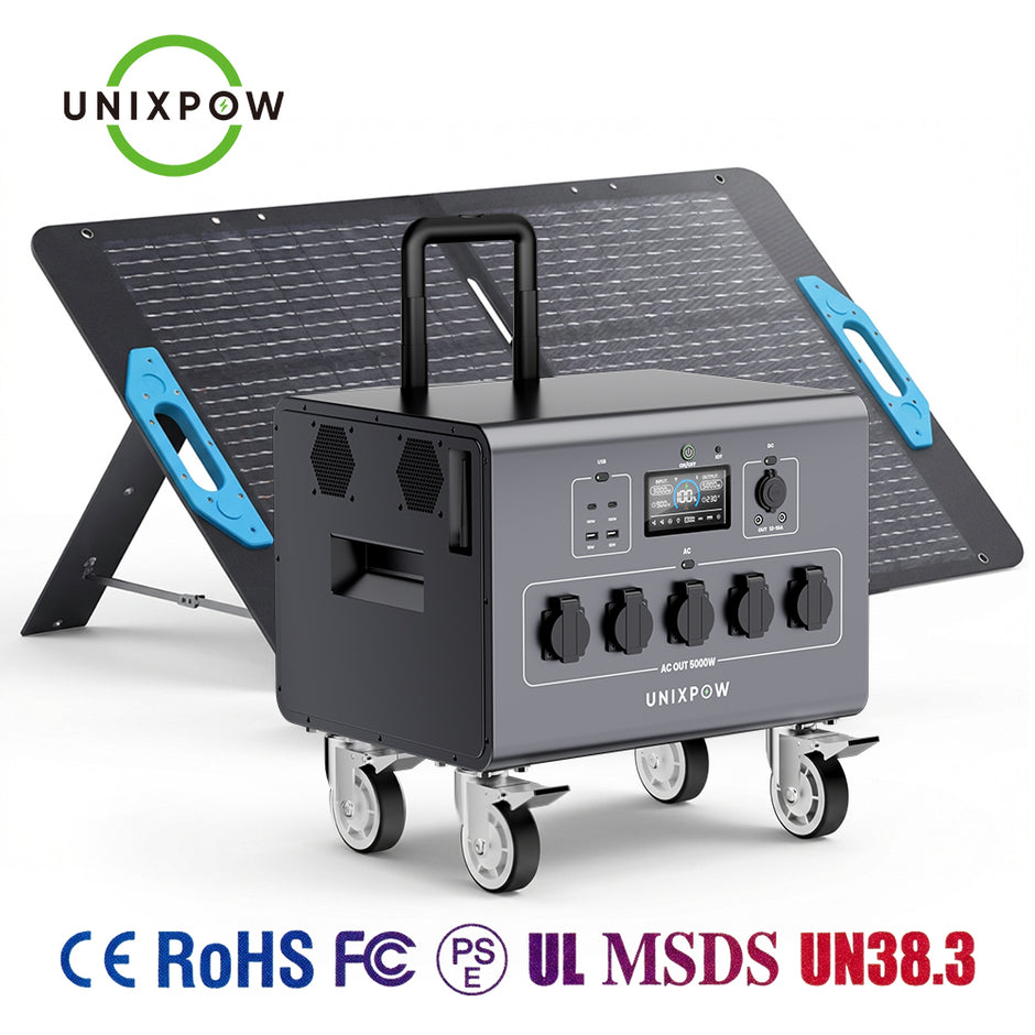 UNIX DPS-5000 5000W Portable Power Station with LiFePO4 Battery and UPS Function 5000Wh Solar Generator for Home Backup Emergency Power