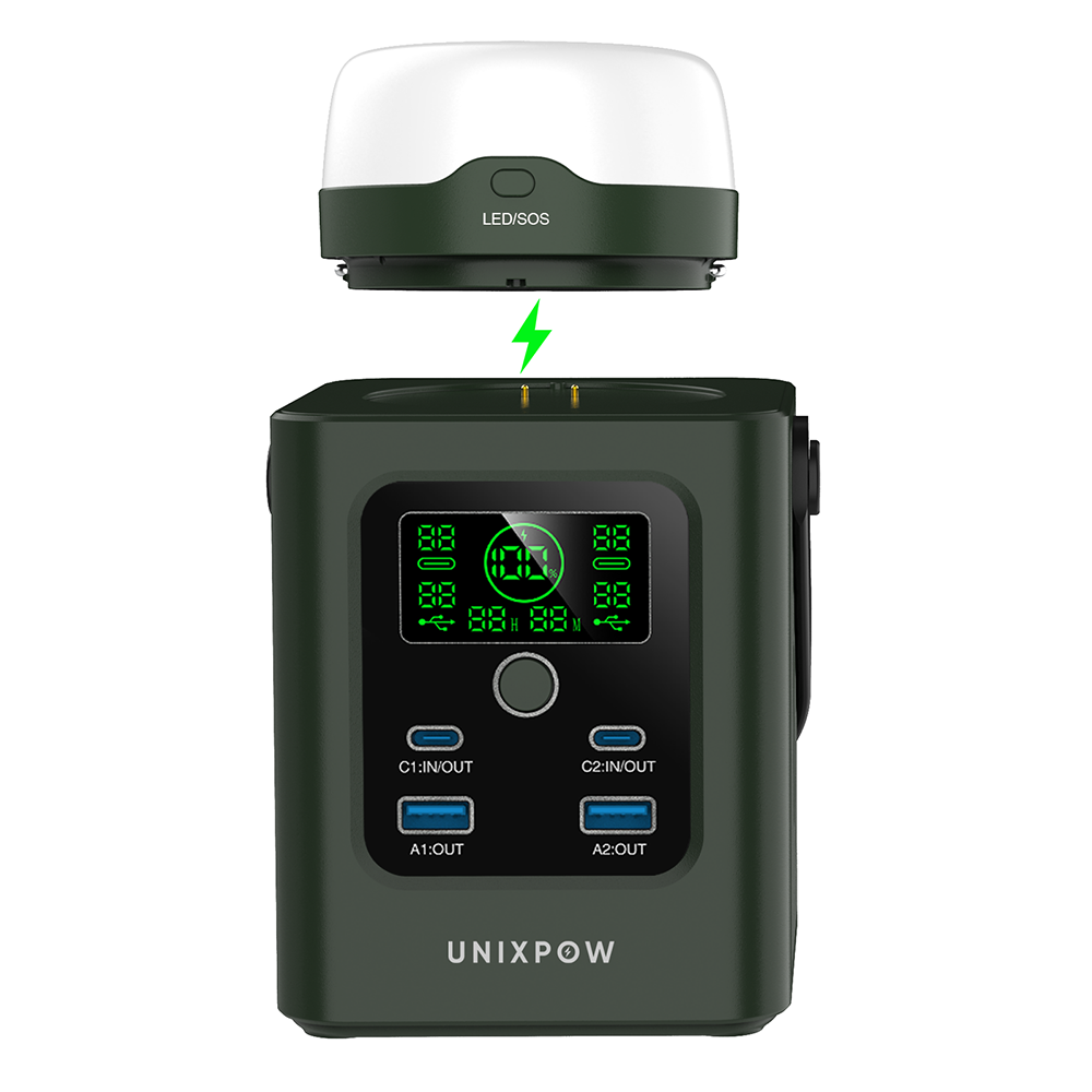 Power Bank with Camping Light — LiFePO4, Independent LED Battery, 100W USB-C