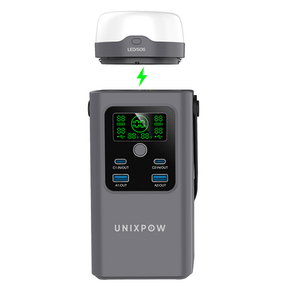UNIX PD-A100F Pro Power Bank Station, Digital Display 100W PD Three-Mode Outdoor Travel LED Flashlight Portable Battery Charger Power Pack