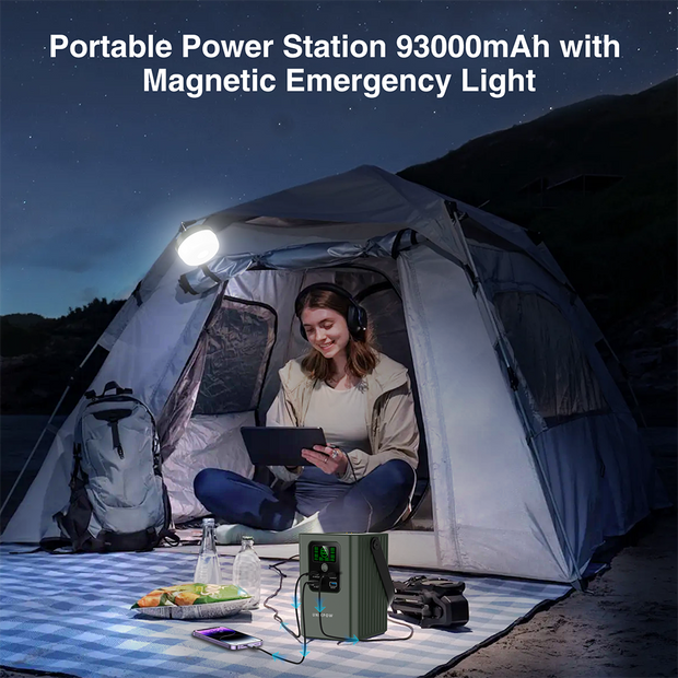 UNIX PD-A100F Max Power Bank Station, Emergency Flashlight Outdoor Camping Light USB-C Fast Charger PD 100W Fast Charger Battery Power Bank Portable Charging Station
