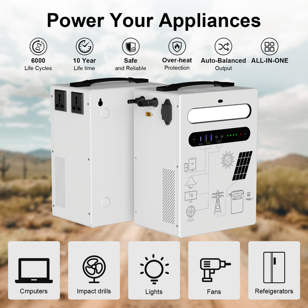 UNIX ES 2-in-1 Wall-Mounted Portable Power Station 1KWh / 5KWh / 10KWh 300W / 1000W LiFePO4 Solar Generator Ideal for Home Backup & Outdoor Camping