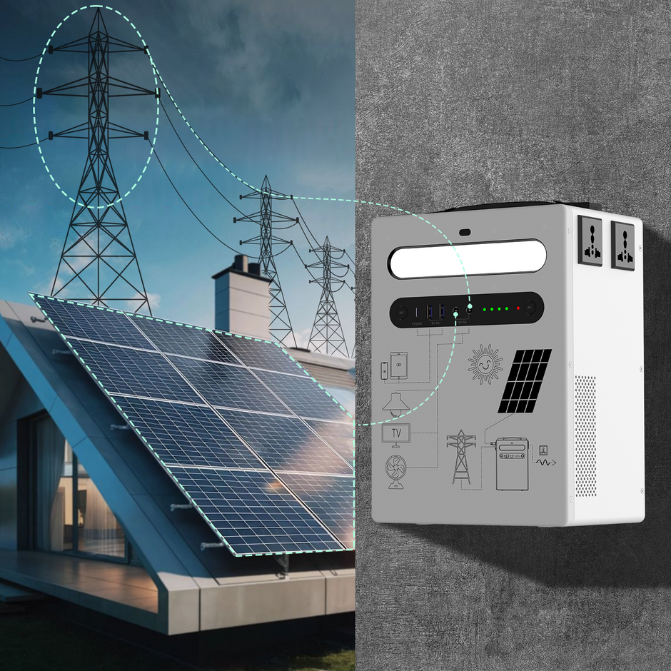 UNIX ES 2-in-1 Wall-Mounted Portable Power Station 1KWh / 5KWh / 10KWh 300W / 1000W LiFePO4 Solar Generator Ideal for Home Backup & Outdoor Camping